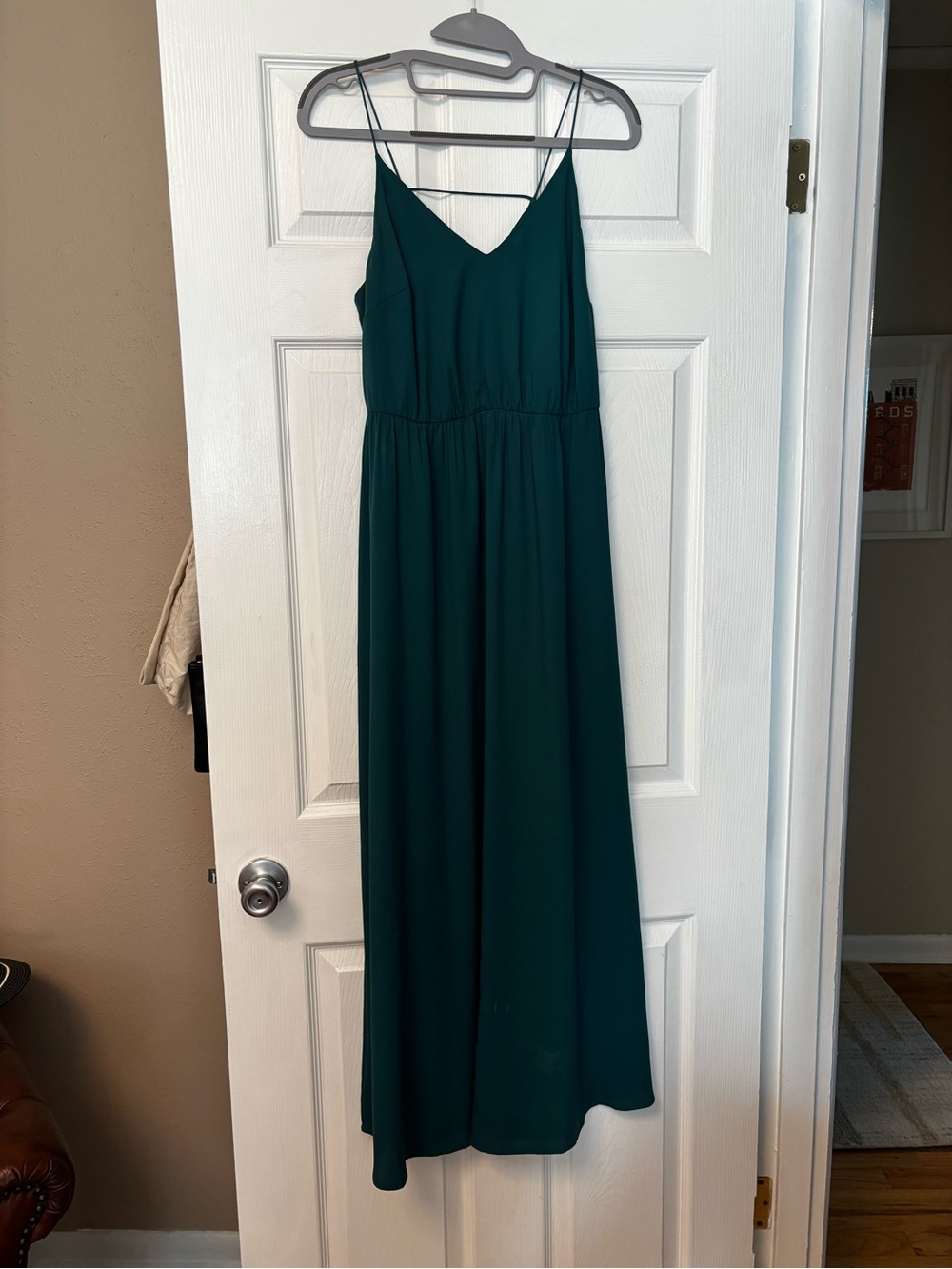 Deep Teal Grecian Spaghetti Strap Maxi Dress